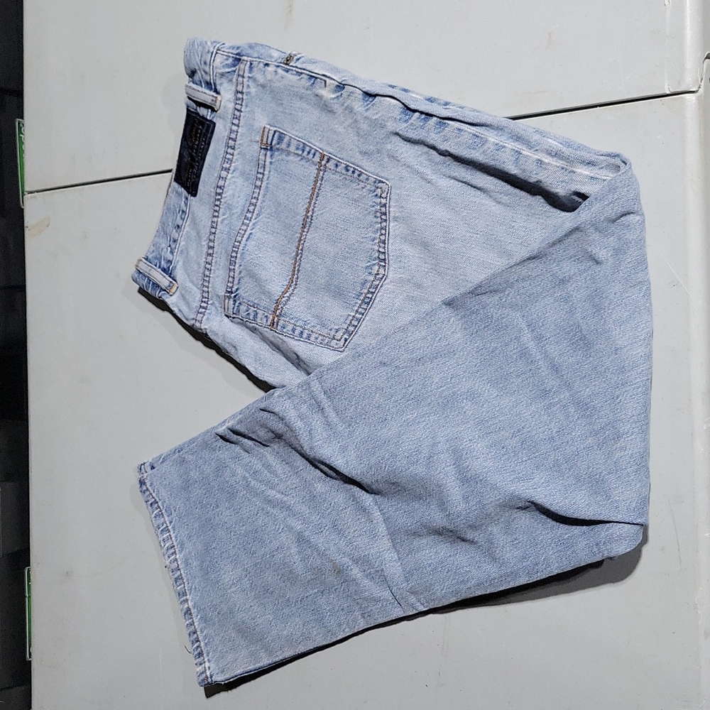 Distressed Tommy Bahama Classic Fit Straight  Blue Denim Jeans Size 38x32. 20